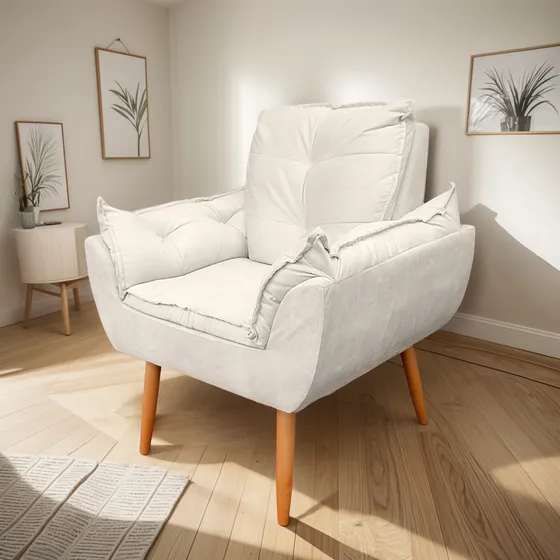 Poltrona Opala Para Sala E Quarto Suede Reforçada