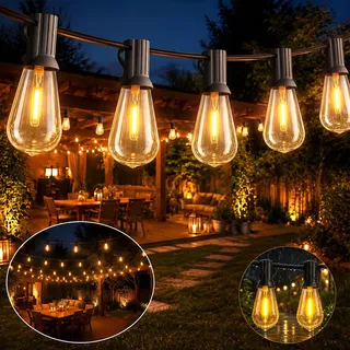 Guirnalda De Luces Led 15m 15+2 Focos De Exterior Vintage