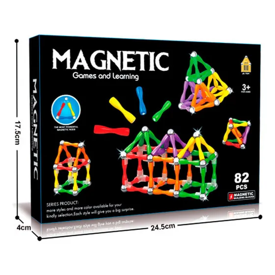 Bloques Magnéticos Palitos Imantados Bolitas 82 Piezas