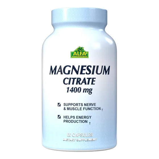 Magnesio Citrato 1400mg 60 Cápsulas Alfa Vitamins