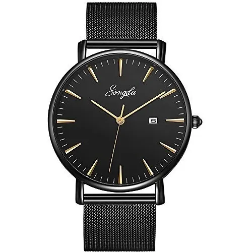 Songdu Hombres Moda Date Slim Relojes Analógicos De Cuarzo C