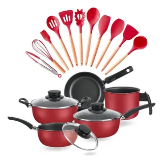Jogo De Panelas 17 Peças Antiaderente UtensĂlios De Cozinha Jogo De Panelas 17 Peças Antiaderente UtensĂlios De Cozinha