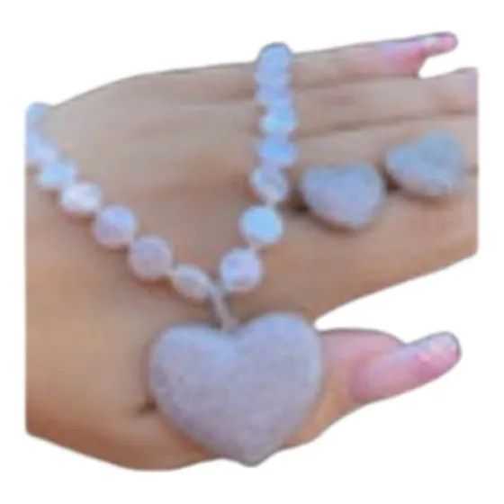 Conjunto De Colar E Brinco No Ródio  Semi Joia