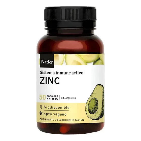Zinc Natier 50  Cápsulas Sistema Inmune Activo Apto Vegano