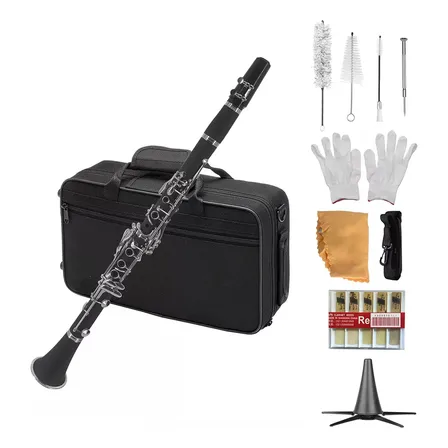 Kit Clarinete Si Bemol Bb 17 Chaves Estojo Case Luxo Preto Preto