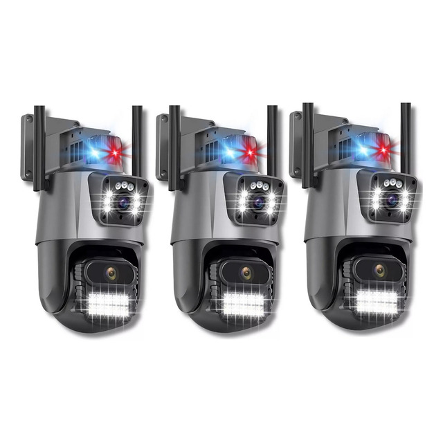 Kit 3 Câmera Segurança Ip Wifi P11-qq6 Lente Dupla 6mp Icsee Cor Preto