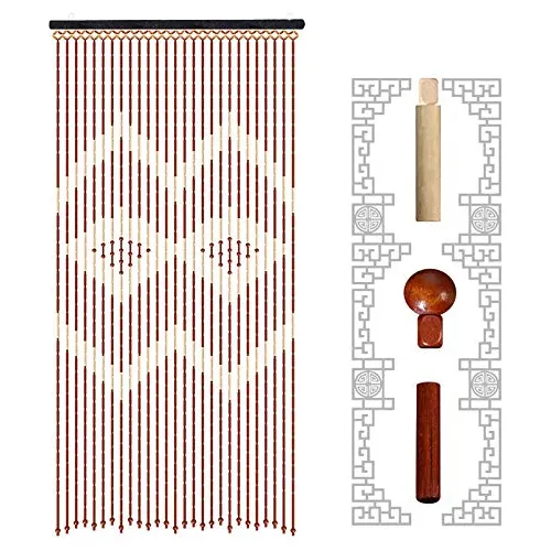 Cortina De Cuentas De Madera Y Bambú Para Separar Ambientes