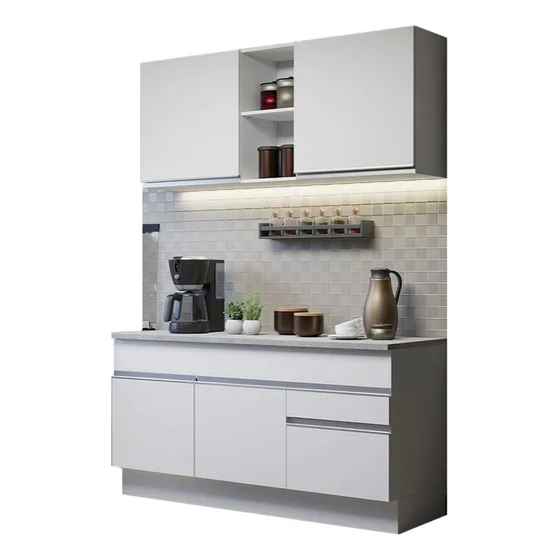 Armario De Cocina Compacta 150cm Glamy Madesa 01 Color Blanco