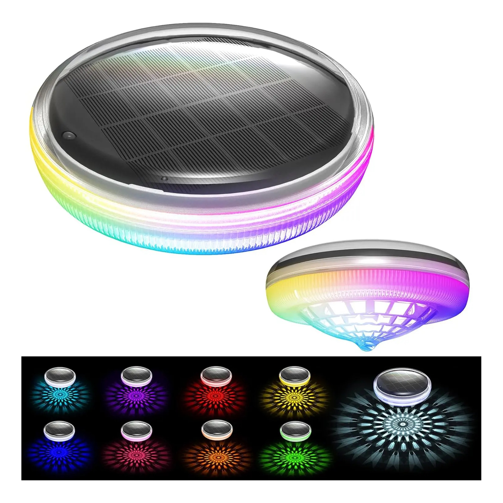 Kit 2 Luz Led Piscina Colorida Controle Remoto Energia Solar 3.7v