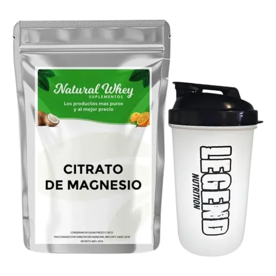 Suplemento En Polvo Citrato De Magnesio 1kg Natural Whey Vaso Legend 600ml