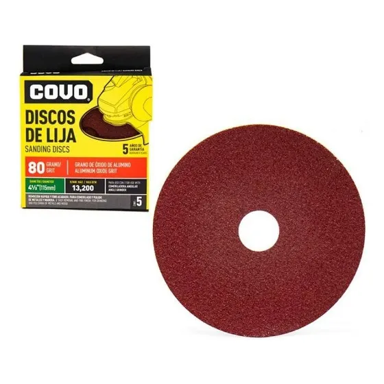 Discos De Lija Roto-orbital 4 1/2 Pulgada G80 X 5 Uni Covo