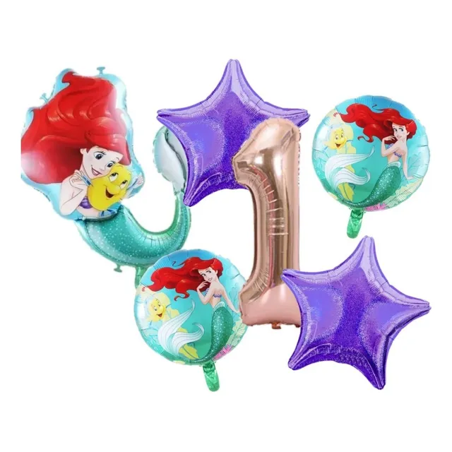 Kit Decoración Ariel Sirena Globos Bombas 80cm Feliz Cumple 