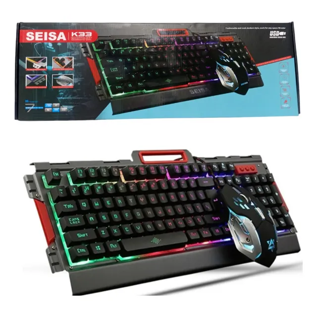 Kit Teclado Y Mouse Gamer Iluminado Alámbrico Para Pc Laptop