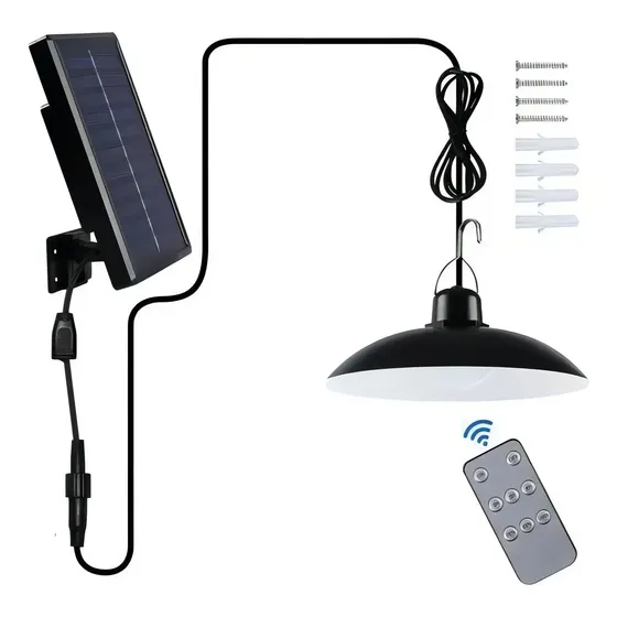 Lampara Plafon 120 Con Panel Solar Y Control Remotonegro Estructura Black | Cuotas sin interés