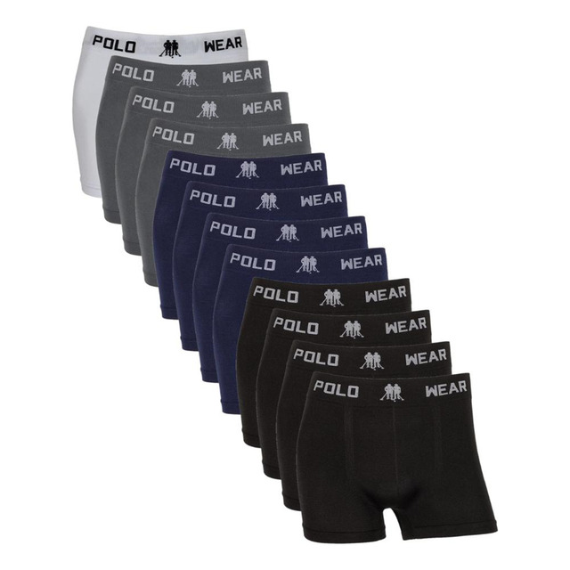 Kit Com 12 Cuecas Boxer Masculina Adulto Polo Wear Original Kit Com 12 Cuecas Boxer Masculina Adulto Polo Wear Original