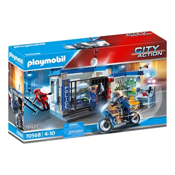 Playmobil 70568 City Action Policía Escape De La Prisión 161 Piezas 3 Figuras 1 Moto Rejas Removibles y más