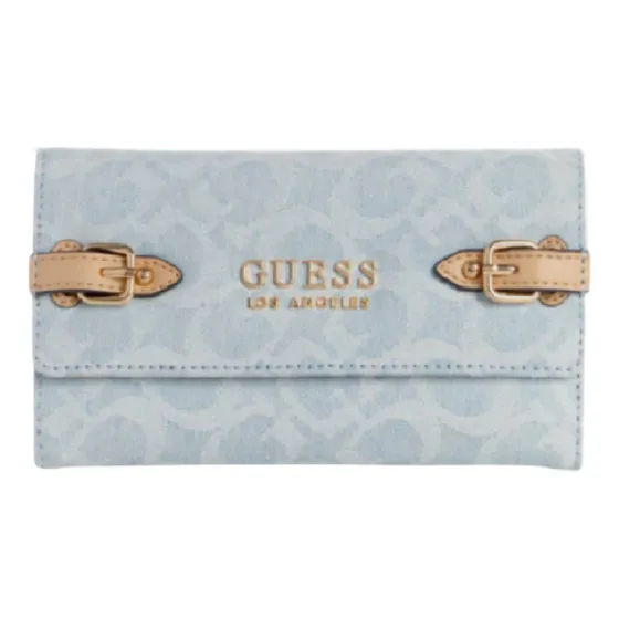 Billetera Guess Original Cuero Denim Claro Loma Alta Mujer