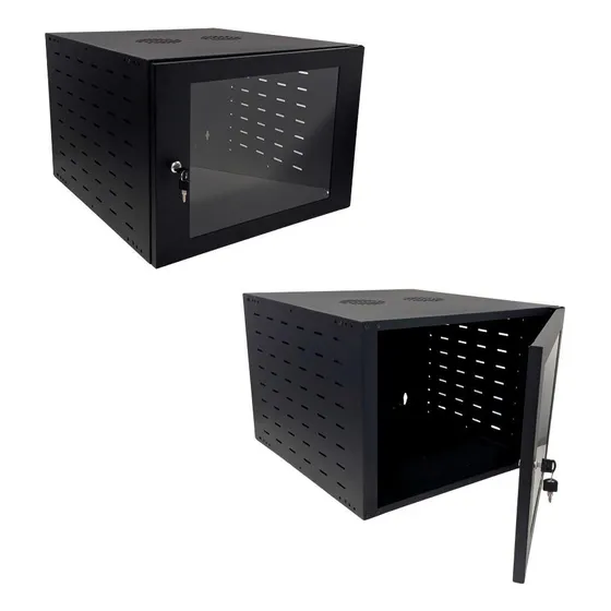 Mini Rack De Parede 8us Por 570mm Lateral Fixa Preto
