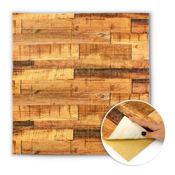 Panel Vinílico Placa 3d Autoadhesivo 70x77 Pack X 5 Unid 6mm Color Ladrillo Madera