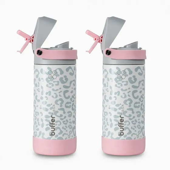 Termo Botella Termica Agua Buffer Niña Acero Inoxidable 550ml Set de 2 - Ice Leopard