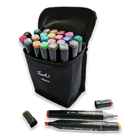 Marcadores Doble Punta Touch Kendra X24 Colores Estuche Tela
