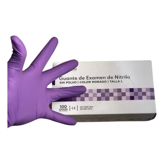 Guante De Nitrilo - Talla L - Color Morado