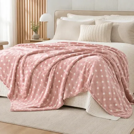 Manta Soft Poá Rose Bolinhas Para Cama Casal Cobertor Dia A Dia Luxo