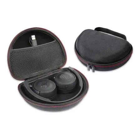 Estojo Cape Case Rígido para Fones de Ouvido em EVA com Alça, Bolso Interno e Zíper Duplo, Compatível com JBL Tune 520BT, Tune 510BT, Sony MDR-ZX110 e similares Cor Preta