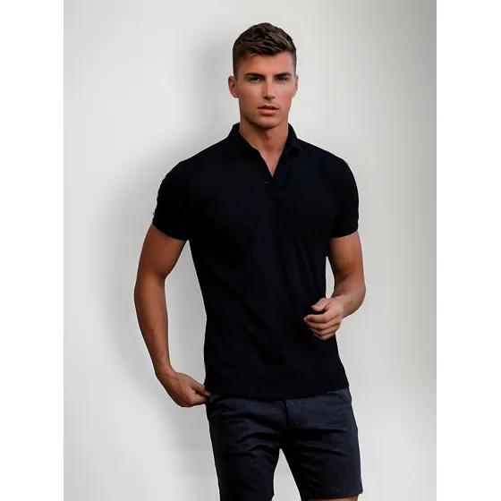 Chomba De Hombre Con Cuello, Entallada - Manga Corta - Azul.