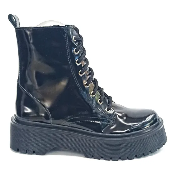 Bota Borcego Acordonado Charol Plataforma Mary & Joe