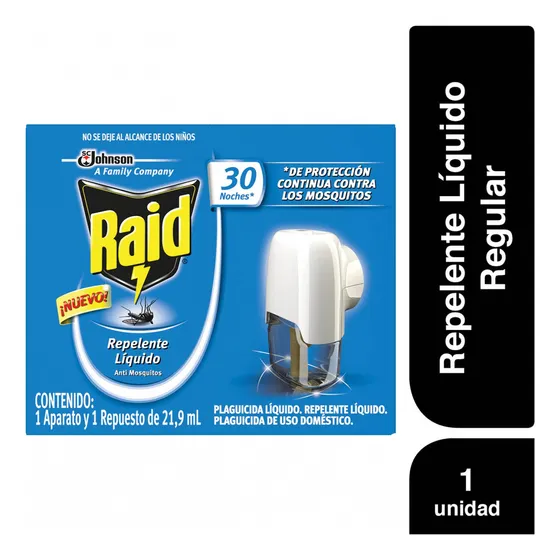 Repelente De Mosquitos Electrico Raid 1 Aparato Y 1 Repuesto De 21.9ml