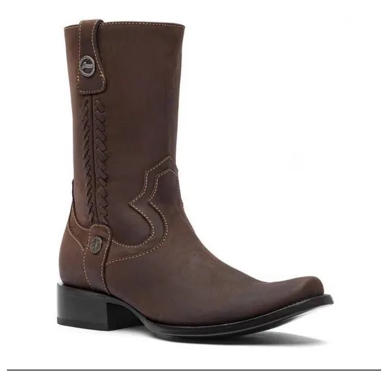 Bota Jaca Con Cierre Caballero Vaquera Piel Crazy Choco 1001