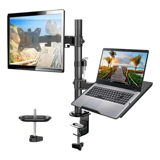 Rack Soporte Para Monitor Y Portátil 2 En 1 Articulado Color Negro | Cuotas sin interés