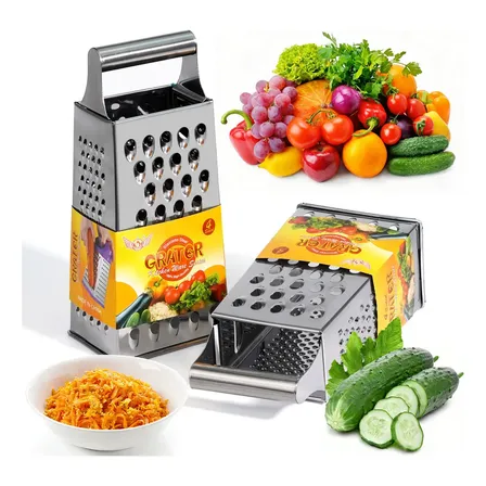 Ralador De 4 Faces Em Aço Inoxidável Casa Solaris, Para Legumes E Queijos 21cm