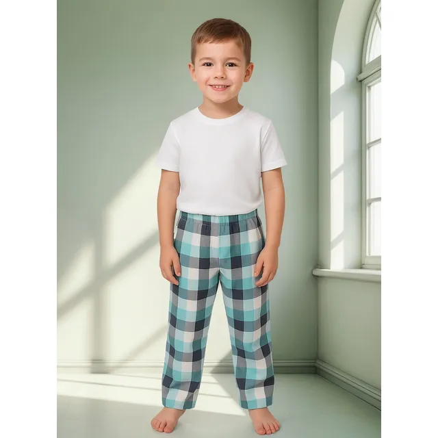 Pantalón Algodón Pijama Cuadros Escoces De Verano Para Niños