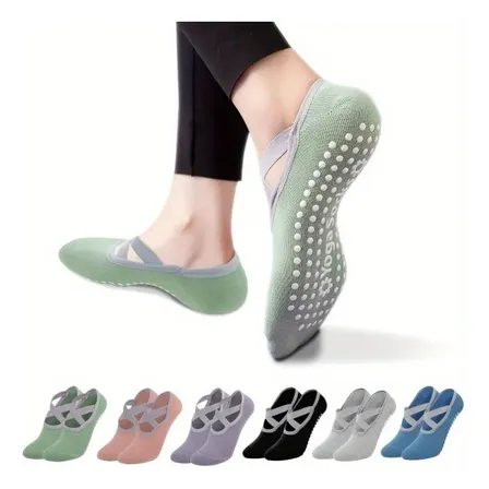 Meia Sapatilha Antiderrapante Para Yoga E Pilates Feminina Black De Bolinhas One Size Fits All