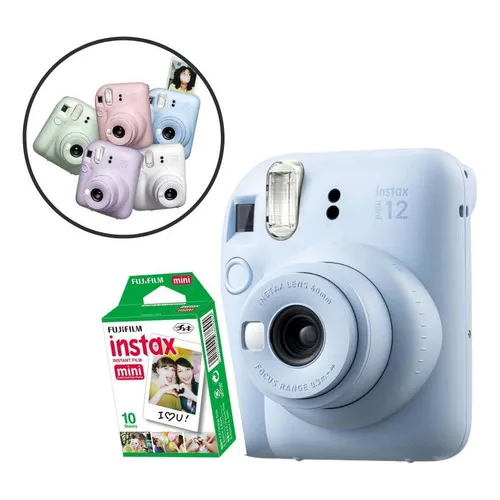 Cámara instantánea Instax Mini 12 azul con película de 10 poses