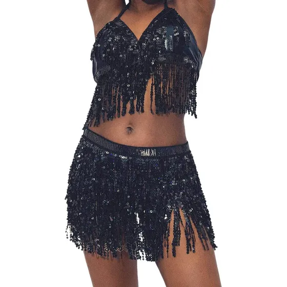 Trajes De Danza Del Vientre Falda Con Flecos De Lentejuelas 