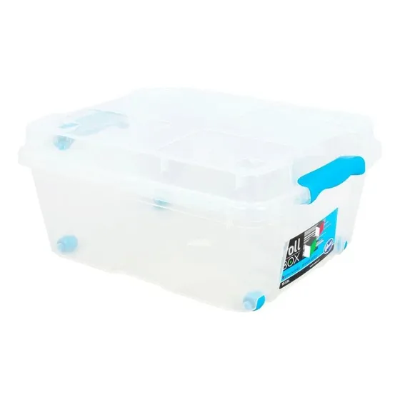 Caja Organizadora 15 Litros Con Ruedas Rollbox Color Transparente Rollbox 15 Litros
