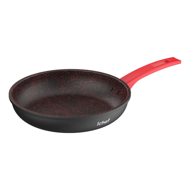 Panela Ichef First Sauté Petit de 20cm na cor preta com interior salpicado e cabo vermelho