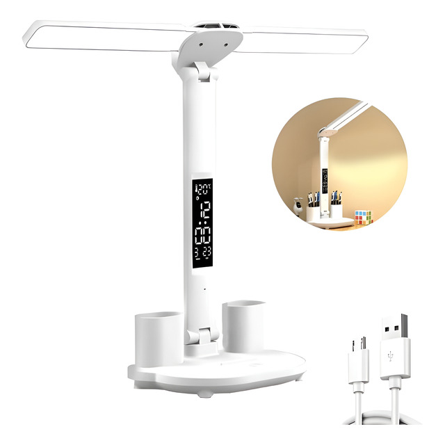 Luminária De Mesa Led De Cabeça Dupla Branco Quarto Leitura Luminária De Mesa Led De Cabeça Dupla Branco Quarto Leitura