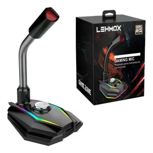 Microfone Gamer Lehmox GT-GK3 Omnidirecional USB Com LED