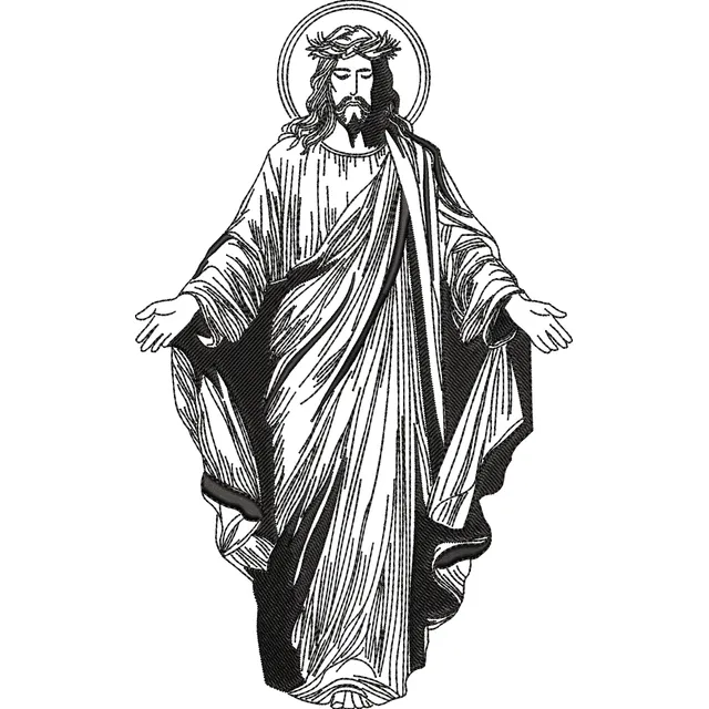 Matrices De Bordado: Cristo Rey Line Art X 5 Medidas