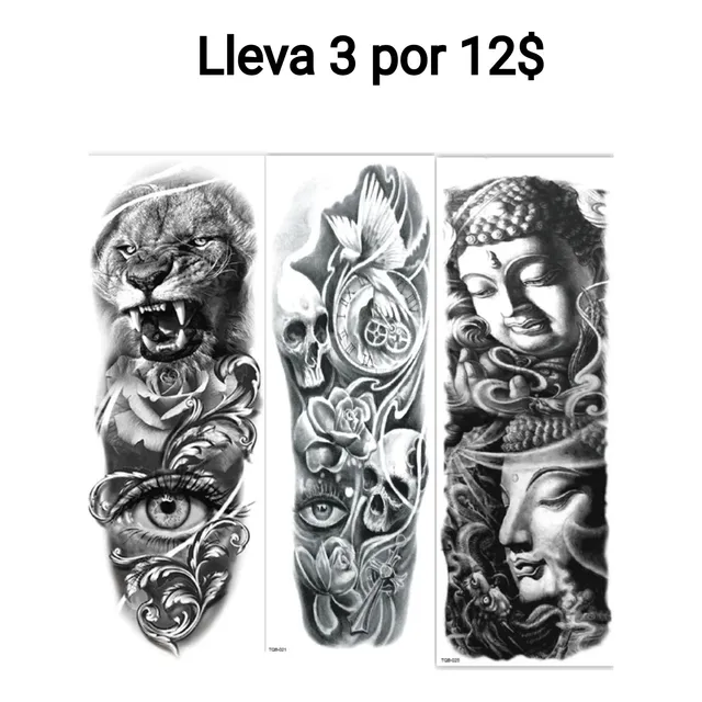 Tatuajes Temporales 17x48 Fácil De Pegar Brazo Completo 