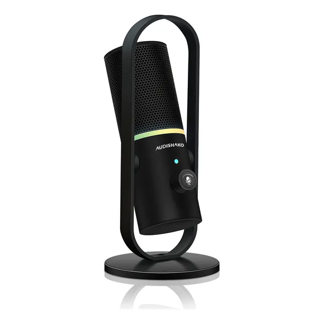 Microfono Usb Condensador Con Botón De Silencio, Ajuste De Volumen, Modo De Reducción De Ruido, Rgb Patrón Cardioide 192khz 24bit Para Podcast, Gamer, Grabación De Música, Pc, Ps4, Ps5 Audishako