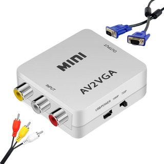 Adaptador Para Monitor Av Rca Para Vga Kit Completo + Cabos Adaptador Para Monitor Av Rca Para Vga Kit Completo + Cabos