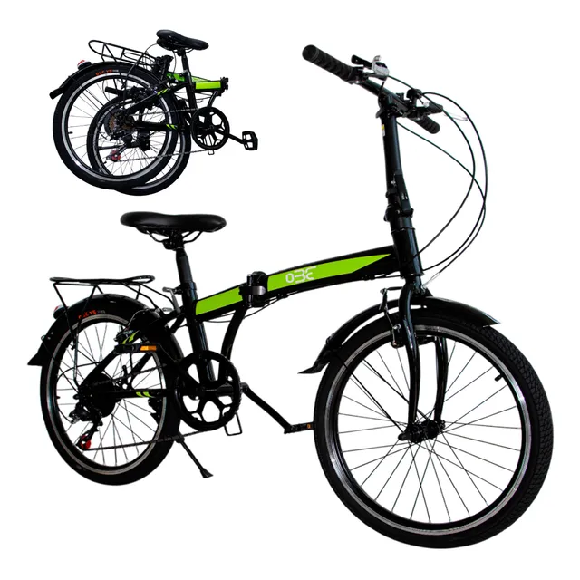 Bicicleta Plegable Negro 7 Velocidades R22 Bici Urbana Retro