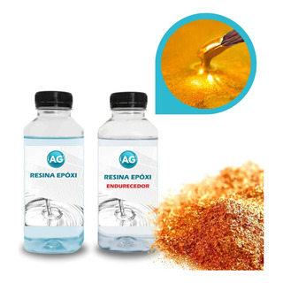 Resina Epóxi 1kg + Pó Metálico Ouro Amarelo Ag Resina Epóxi 1kg + Pó Metálico Ouro Amarelo Ag