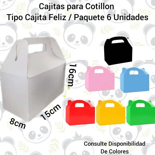 Set De 6 Cajitas Cartón Para Cotillon Tipo Cajita Feliz 
