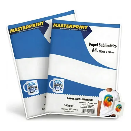 Papel Sublimatico Masterprint A4 100g 200fls Caneca Camiseta Branco